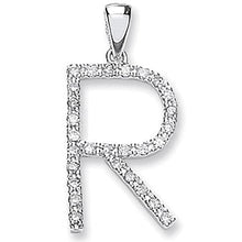 Load image into Gallery viewer, 9K White Gold &amp; Diamond Initial Pendant R From Pobjoy Diamonds