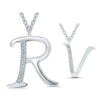 9K Gold & Diamond Initial Pendant & Neck Chain-Letters Q To Z - Pobjoy Diamonds