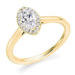 18K Yellow Gold Marquise Cut 0.50 CTW Diamond & Halo Ring G/VS2 - Latina - Pobjoy Diamonds