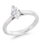 18K White Gold 0.50 Carat Marquise Solitaire Diamond Engagement Ring G/VS2 - Dorchester - Pobjoy Diamonds