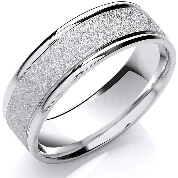 Platinum Matt & Polished Wedding Band - Pobjoy Diamonds