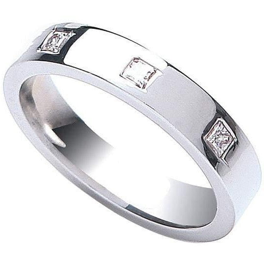 18K White Gold Gents Flat Court & 0.33 CTW Diamond Ring G/Si - Pobjoy Diamonds