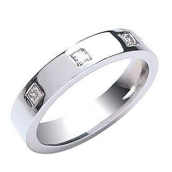 18K White Gold Gents Flat Court & 0.33 CTW Diamond Ring G/Si - Pobjoy Diamonds