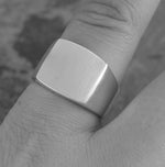 Handmade Mens SIlver Square SIgnet Ring- Pobjoy Diamonds