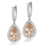 18K Gold & 8.80 Carat Diamond & Morganite Drop Earrings - Pobjoy Diamonds