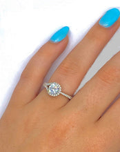 Load image into Gallery viewer, 950 Palladium Diamond Halo &amp; Shoulders Engagement Ring 1.50 CTW-Napoli - Pobjoy Diamonds