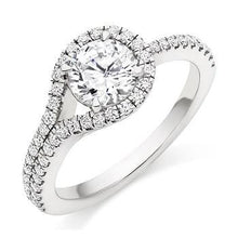 Load image into Gallery viewer, 950 Palladium Diamond Halo &amp; Shoulders Engagement Ring 1.50 CTW-Napoli - Pobjoy Diamonds