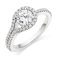 Load image into Gallery viewer, 950 Palladium Diamond Halo &amp; Shoulders Engagement Ring 1.50 CTW-Napoli - Pobjoy Diamonds