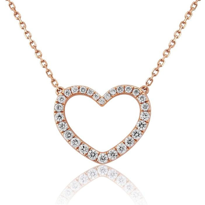 18K Rose Gold Diamond Heart Silhouette Necklace & Pendant 0.60 CTW - Pobjoy Diamonds