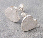 Handmade Silver Heart Textured Stud Earrings - Pobjoy Diamonds