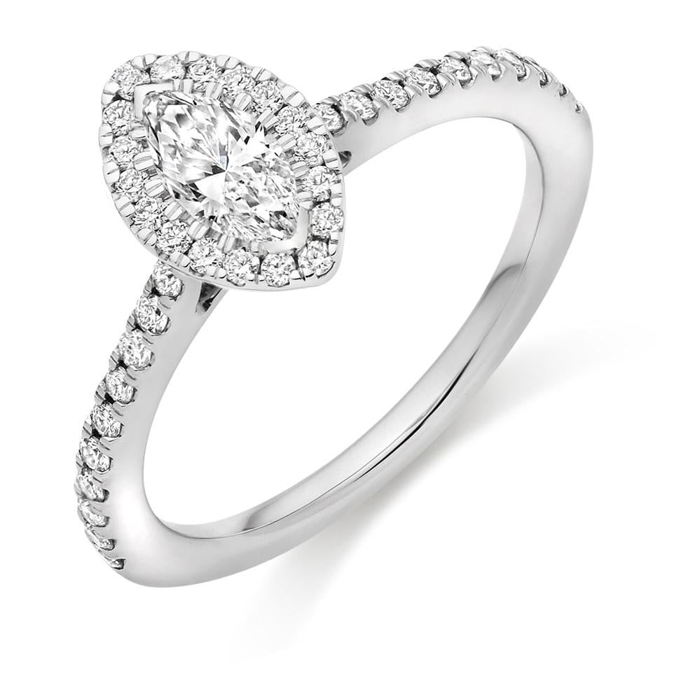 Pobjoy Marquise Cut 0.60 CTW Diamond Halo Ring