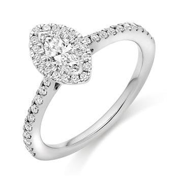 Marquise Cut 0.60 CTW Halo Diamond Engagement Ring  F/VS - Pobjoy Diamonds