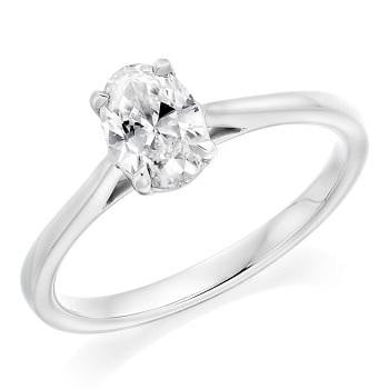 18K White Gold 0.70 Carat Oval Solitaire Diamond Engagement Ring G/VS2 - Amalfi - Pobjoy Diamonds