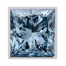 Load image into Gallery viewer, Fancy Vivid Greenish Blue Princess Cut Lab Grown Diamond 1.47 Carat - Pobjoy Diamonds