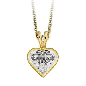 18K Gold 1.00 Carat Lab Diamond Heart Pendant Necklace