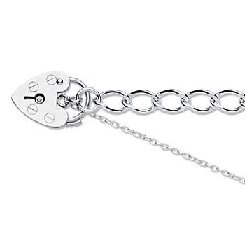 9K White Gold Ladies Curb Bracelet & Padlock - Pobjoy Diamonds