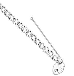 9K White Gold Ladies Curb Bracelet & Padlock - Pobjoy Diamonds