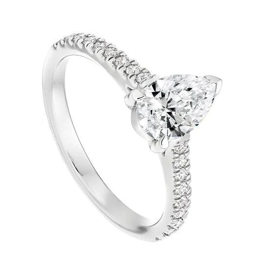 Pear Shape Lab Diamond & Shoulder Ring 1.25 Carat