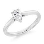 14K White Gold 0.50 Carat Pear Cut Lab Grown Diamond Ring G/VS1 - Pobjoy Diamonds