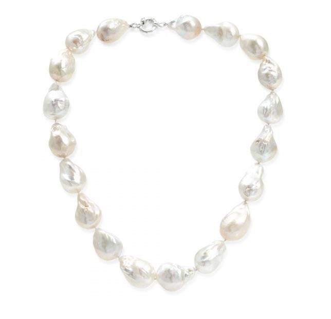 Fireball Freshwater Cultured Silver White Pearl Necklace - Pobjoy Diamonds