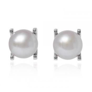 Freshwater Cultured Grey Pearl Claw Set Stud Earrings - Pobjoy Diamonds