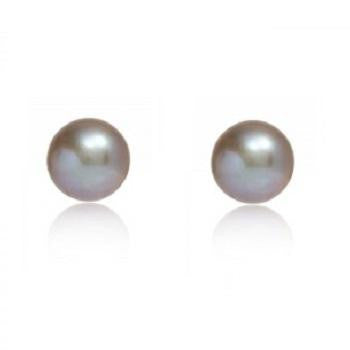 Freshwater Cultured Grey Round Pearl Stud Earrings - Pobjoy Diamonds