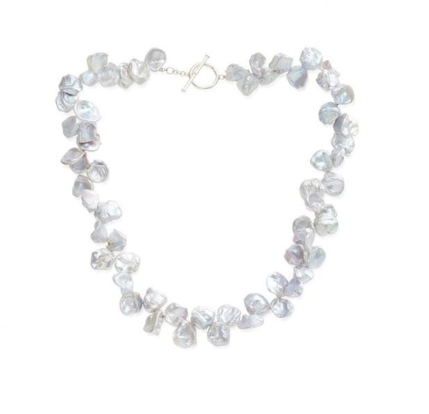 Keshi Silver Grey Large Cultured Pearl Ladies Necklace - Pobjoy Diamonds