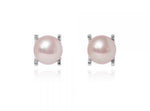 Freshwater Cultured Pink Pearl Claw Set Stud Earrings - Pobjoy Diamonds