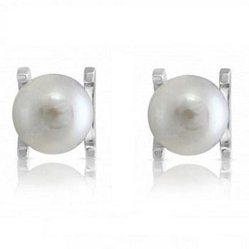 Freshwater Cultured Grey Pearl Claw Set Stud Earrings - Pobjoy Diamonds