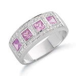 9K White Gold Pink Sapphire Ring - Pobjoy Diamonds