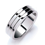 950 Palladium Flat Court Twin Grooved 7mm Ring - Pobjoy Diamonds