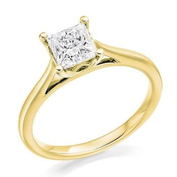 18K Gold 1.00 Carat Princess Cut Solitaire Lab Grown Diamond Ring F/VS1 - Pobjoy Diamonds