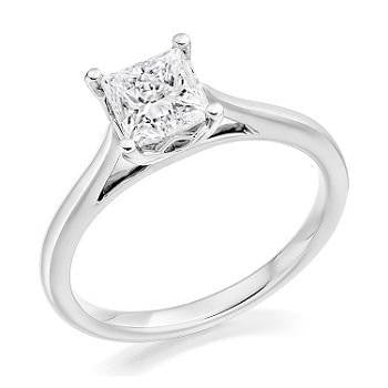 9K White Gold 0.50 Carat Princess Cut Lab Grown Ring G/VS2 - Pobjoy Diamonds