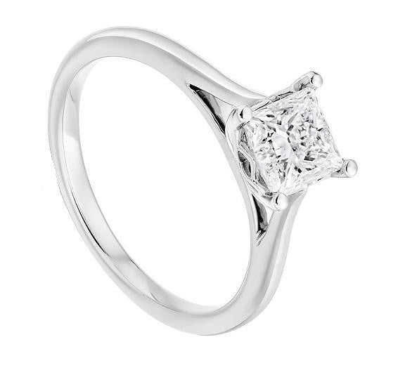 18K Gold 1.00 Carat Princess Cut Solitaire Lab Grown Diamond Ring G/VS2 - Pobjoy Diamonds