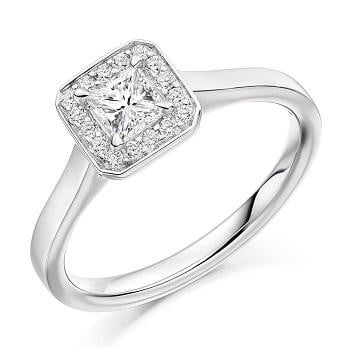 950 Platinum 0.48 CTW Princess Cut Halo Diamond Ring