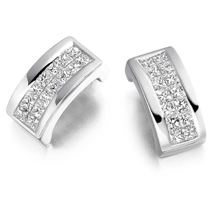 18K Gold Princess Cut 0.55 CTW Diamond Hug Earrings.-Pobjoy Diamonds