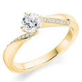 18K Yellow Gold Round Brilliant Cut Diamond & Shoulder Engagement Ring 0.60 CTW - Pobjoy Diamonds