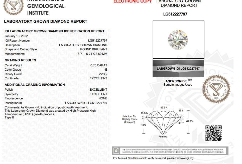 ROUND BRILLIANT 0.73 CARAT E/VVS2 EX EX EX - Pobjoy Diamonds