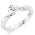 950 Platinum Round Brilliant Cut Diamond & Shoulder Engagement Ring 0.60 CTW - Pobjoy Diamonds