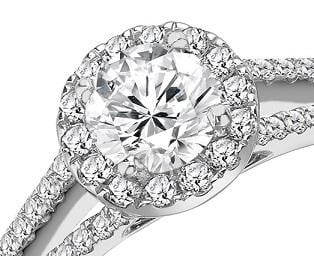 950 Platinum Round Brilliant Cut Halo Diamond Ring 0.90-1.00 CTW - Pobjoy Diamonds