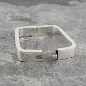 Handmade Silver Rectangle Bangle - Pobjoy Diamonds