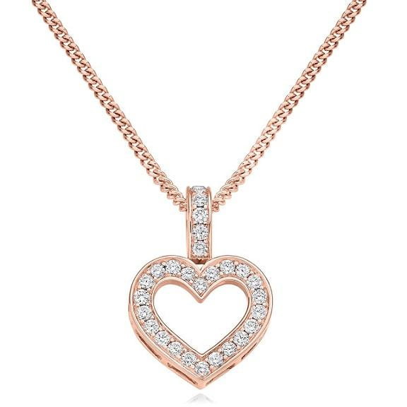 9K Or 18K Gold Grain Set 0.30 Carat Diamond Heart Pendant Pobjoy Diamonds