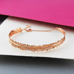 Handmade 18K Rose Gold Plated On Silver Fern Bangle - Pobjoy Diamonds