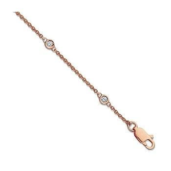 18K Rose Gold Rubover Set Diamond Bracelet