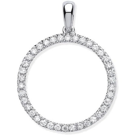 9K White Gold & Diamond Circular Pendant From Pobjoy