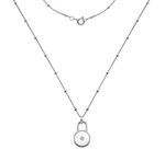 Pobjoy Diamonds - Sterling Silver Diamond Point Round Padlock Neck Chain