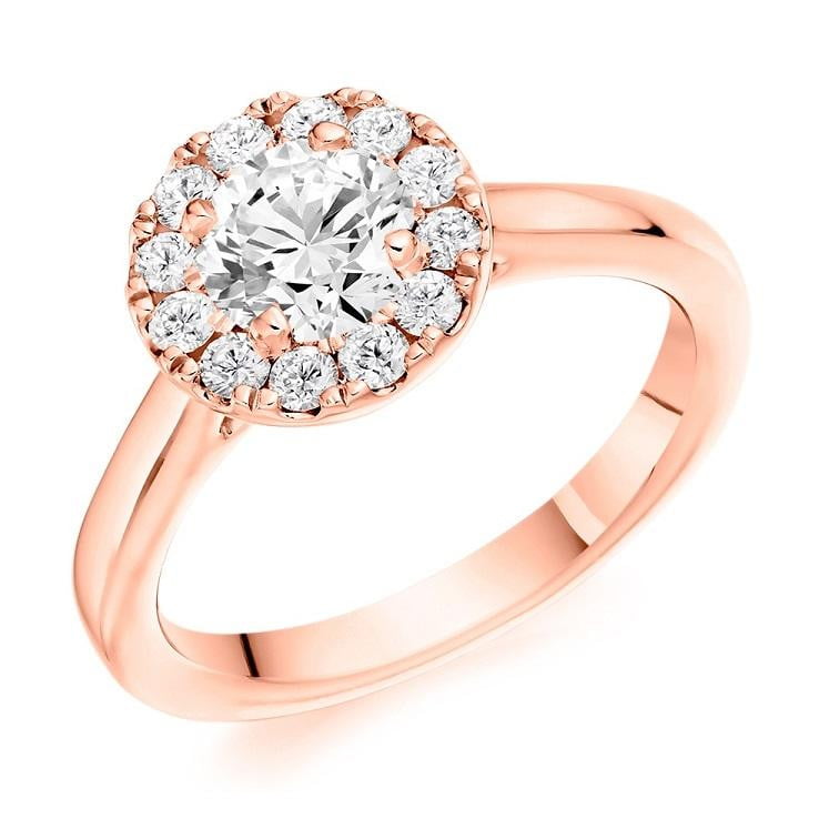 18K Rose Gold 0.85 CTW Halo Diamond Ring