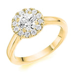 18K Yellow Gold 0.85 CTW Halo Diamond Ring