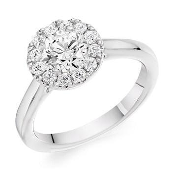 18K White Gold 0.85 CTW Halo Diamond Ring