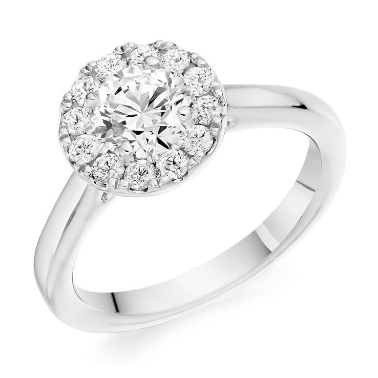 950 Platinum 0.85 CTW Halo Diamond Ring